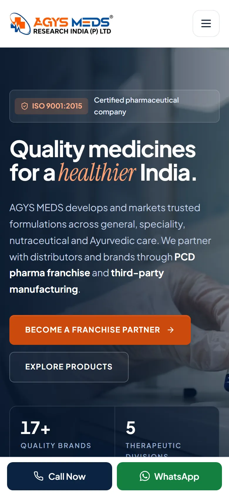 AGYS MEDS Research India website on mobile