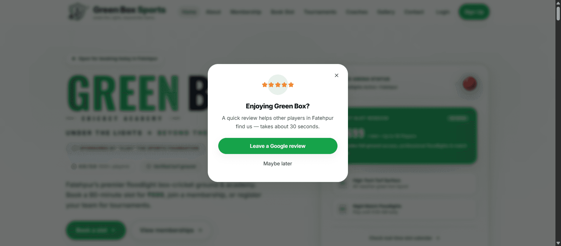 Player Booking Interface — 1-tap slot reservation and payment