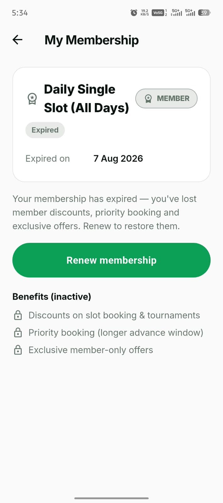 Membership status and benefits