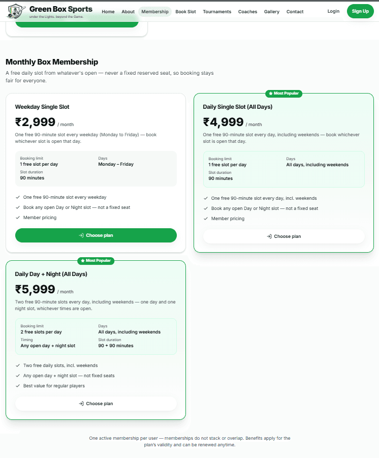 Membership plans