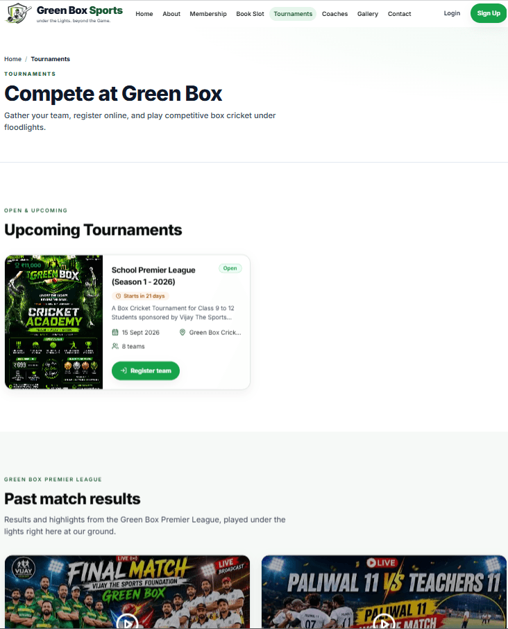 Tournaments — School Premier League registration
