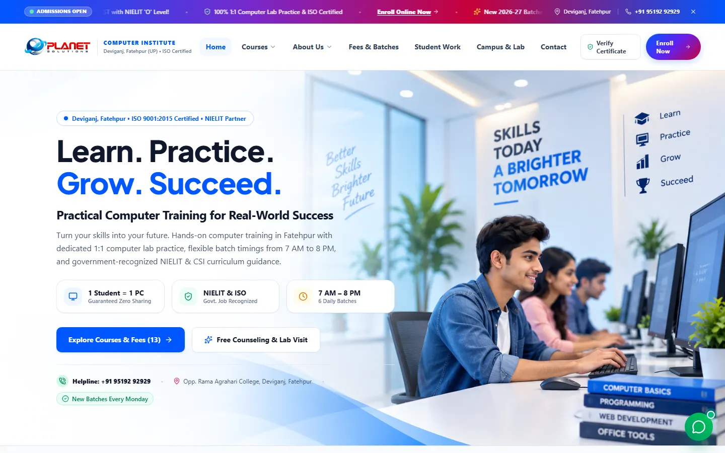 Planet Solutions website on desktop